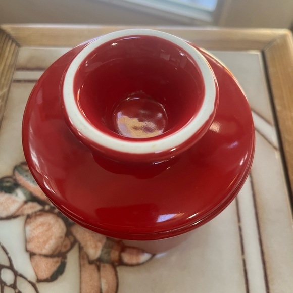 Butter Bell Original Water-Seal Butter Crock Red Ceramic 4.75” - Picture 5 of 6